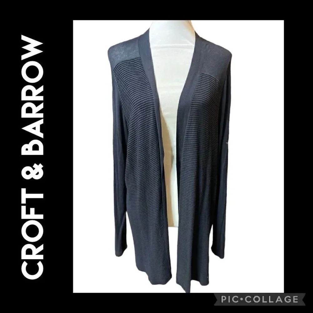 Croft & Barrow Black 100% Rayon Open Long Cardigan 1X-EUC